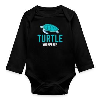 Turtle Whisperer - Tortue de mer de l’océan - Body Bébé bio manches longues - noir - Devant