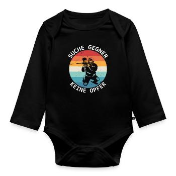 Paintball Search Opponents No Victims - Organic Longsleeve Baby Bodysuit - black - Front