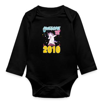 Licorne du 12e anniversaire - Body Bébé bio manches longues - noir - Devant