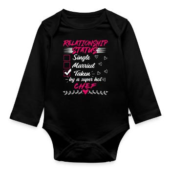 Lustig seine und ihre Geschenkidee Koch Beziehung - Baby Bio-Langarm-Body - Schwarz - Vorne