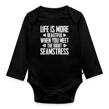 Life Is More Beautiful - Baby Bio-Langarm-Body - Schwarz - Vorne