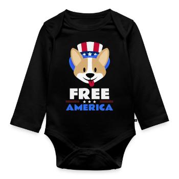 Free America - Chien - Body Bébé bio manches longues - noir - Devant
