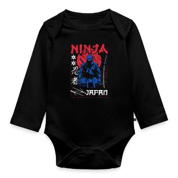 Ninja Cadeau Karaté Ninjutsu Judo Samouraï Japon - Body Bébé bio manches longues - noir - Devant