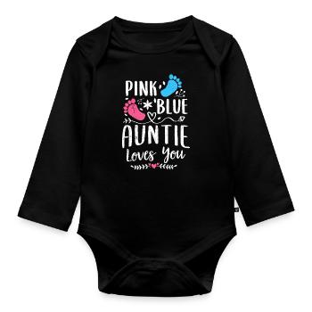 Aunt Godmother Pregnant Baby Sister Niece - Organic Longsleeve Baby Bodysuit - black - Front