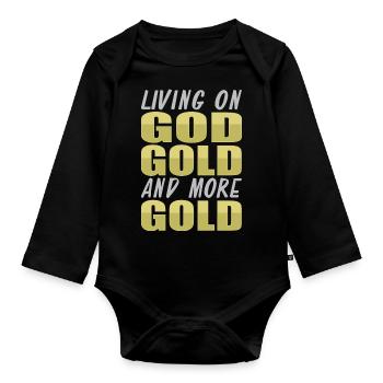 Goldbergbau Goldmine - Baby Bio-Langarm-Body - Schwarz - Vorne