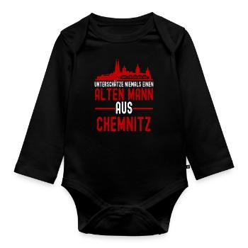 Chemnitz - Baby Bio-Langarm-Body - Schwarz - Vorne