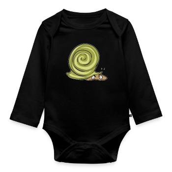 symbole de peau d’escargot animal dessin animé drôle - Body Bébé bio manches longues - noir - Devant
