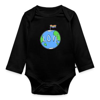 symbole du drapeau lgbt terre amour - Body Bébé bio manches longues - noir - Devant