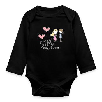 cher couple séjour de saint-valentin - Body Bébé bio manches longues - noir - Devant
