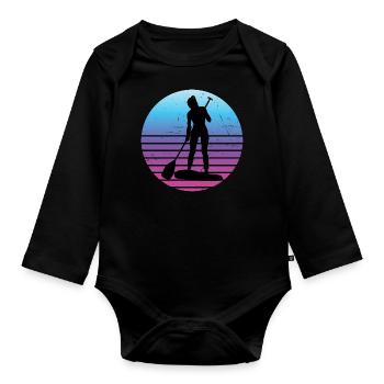 Men's Standup Paddleboard Sup Standup Paddling - Organic Longsleeve Baby Bodysuit - black - Front