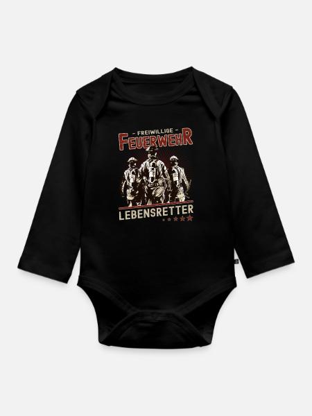 Freiwillige Feuerwehr Lebensretter - Baby Bio-Langarm-Body - Schwarz