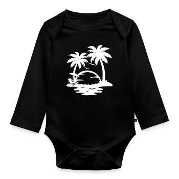 Palmen - Baby Bio-Langarm-Body - Schwarz - Vorne