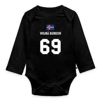 Wilma Bumson Weltmeisterschaft - Baby Bio-Langarm-Body - Schwarz - Vorne