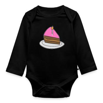 gâteau gâteau symbole d’anniversaire manger - Body Bébé bio manches longues - noir - Devant