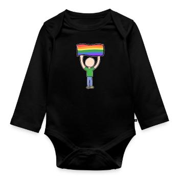 lgbt flag symbol love human rights man - Organic Longsleeve Baby Bodysuit - black - Front