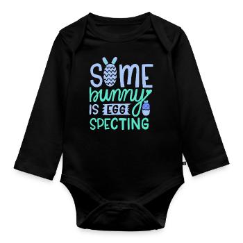 Ei-Specting Ostern Schwangerschaft Baby Ankündigung - Baby Bio-Langarm-Body - Schwarz - Vorne