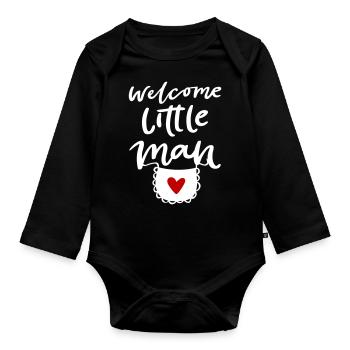 Baby Willkommen Junge Welcome Boy - Baby Bio-Langarm-Body - Schwarz - Vorne