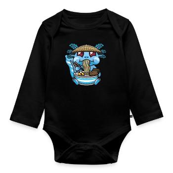 Axolotl Kawaii Ramen Noodles Anime - Organic Longsleeve Baby Bodysuit - black - Front