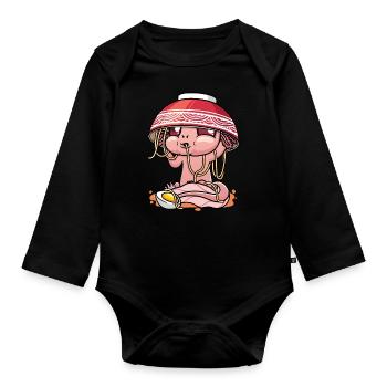 Axolotl Kawaii Ramen Noodles Anime - Organic Longsleeve Baby Bodysuit - black - Front