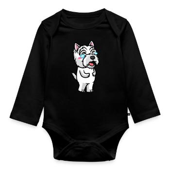 West Highland White Terrier Dog Westie - Organic Longsleeve Baby Bodysuit - black - Front