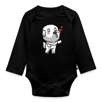 Baisers de bouviers pyrénéens - Body Bébé bio manches longues - noir - Devant