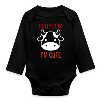 Baby I m Cute Ich bin niedlich Cow Kuh - Baby Bio-Langarm-Body - Schwarz - Vorne