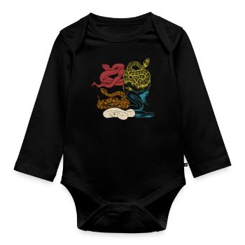 Snake Serpent Retro Vintage - Baby Bio-Langarm-Body - Schwarz - Vorne
