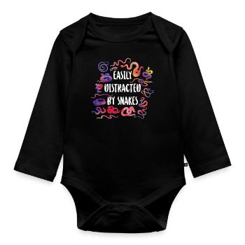 Snake Serpent Watercolor Easily - Baby Bio-Langarm-Body - Schwarz - Vorne