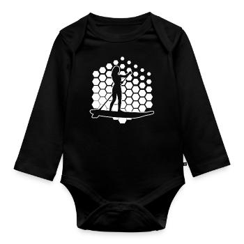 Women's Standup Paddling Stand up Paddling Board - Organic Longsleeve Baby Bodysuit - black - Front