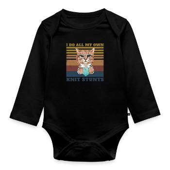 "I Do All My Own Stunts" Lustiges Stricken für - Baby Bio-Langarm-Body - Schwarz - Vorne