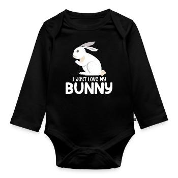Ich liebe einfach meinen süßen Osterhasenliebhaber - Baby Bio-Langarm-Body - Schwarz - Vorne