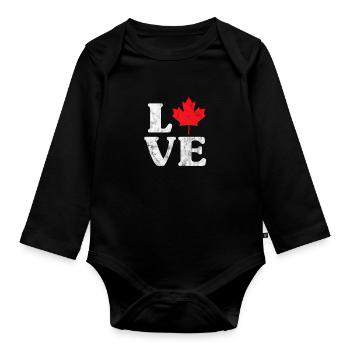 Canada Maple Leaf Flag Canada Vancouver Cadeau - Body Bébé bio manches longues - noir - Devant