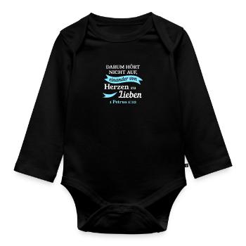 1 Petrus 1:22 Bibel Spruch Design für Christen - Baby Bio-Langarm-Body - Schwarz - Vorne