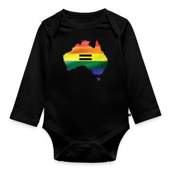 Lgbtq Pride Rainbow Flag Australie Carte - Body Bébé bio manches longues - noir - Devant