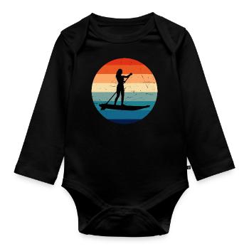 Stand up Paddleboard Sup Stand up Paddle B pour hommes - Body Bébé bio manches longues - noir - Devant