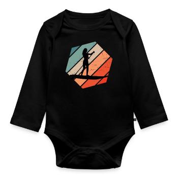 Stand up Paddling Board Sup Women's Standup Paddling - Organic Longsleeve Baby Bodysuit - black - Front