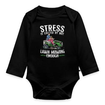 Lawn Mower Mowing Dad Father - Baby Bio-Langarm-Body - Schwarz - Vorne