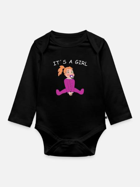 Baby Mädchen - Baby Bio-Langarm-Body - Schwarz