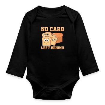 No Carb Left Behind Sandwich Funny Carbohydrate - Organic Longsleeve Baby Bodysuit - black - Front