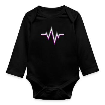 Asexual Heartbeat Ace Flag Colors Asexuality - Organic Longsleeve Baby Bodysuit - black - Front