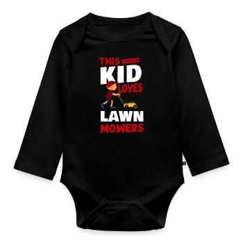 Lawn Mower Mowing Dad Father - Baby Bio-Langarm-Body - Schwarz - Vorne