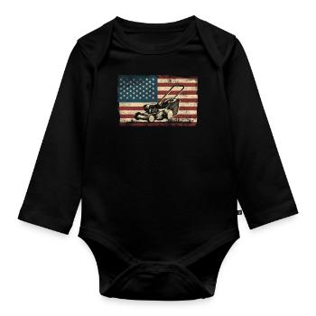 Lawn Mower Mowing Dad Father - Baby Bio-Langarm-Body - Schwarz - Vorne