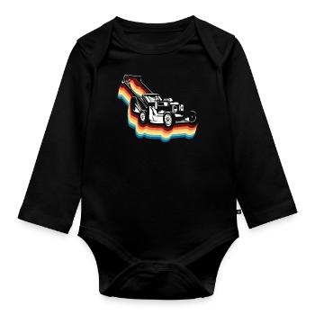 Lawn Mower Mowing Dad Father - Baby Bio-Langarm-Body - Schwarz - Vorne