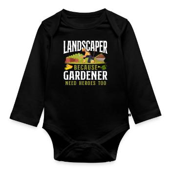 Landscaper Landscaping Landscape - Organic Longsleeve Baby Bodysuit - black - Front