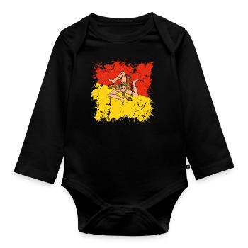 Drapeau de la Sicile Italie Palerme Trinacria Italia - Body Bébé bio manches longues - noir - Devant