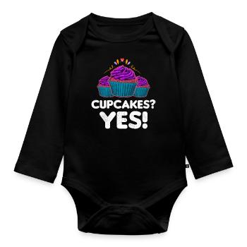 Cupcakes Yes - Baby Bio-Langarm-Body - Schwarz - Vorne