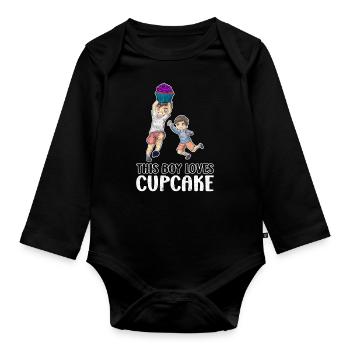Ce garçon aime le cupcake - Body Bébé bio manches longues - noir - Devant