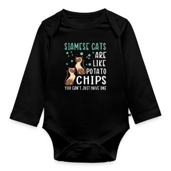 Siamese Cat Cats Cat Owner - Organic Longsleeve Baby Bodysuit - black - Front