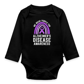Nous portons une sensibilisation violette à la maladie d’Alzheimer - Body Bébé bio manches longues - noir - Devant