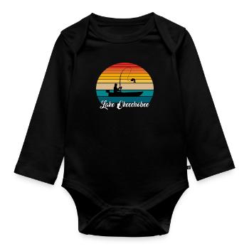 Lake Okeechobee Fishing Spot - Organic Longsleeve Baby Bodysuit - black - Front